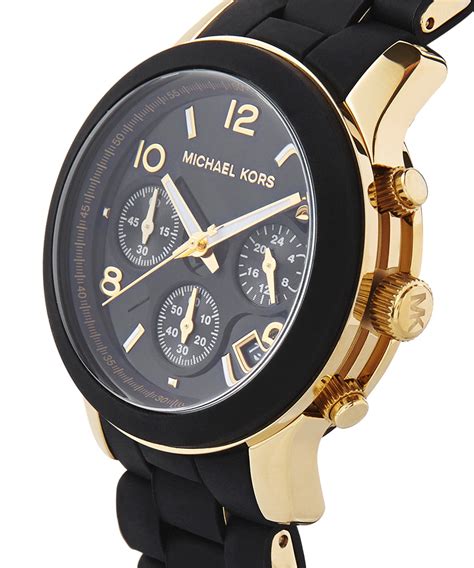 michael kors black and gold womens watch